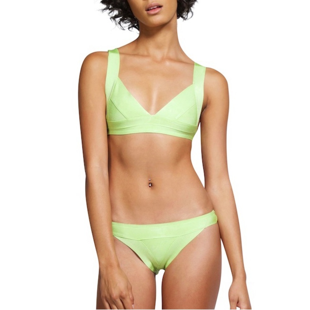 NWT Bandage Bikini Sun Suit Miami Neon  Green Yellow Revolve Designer Set s 90s